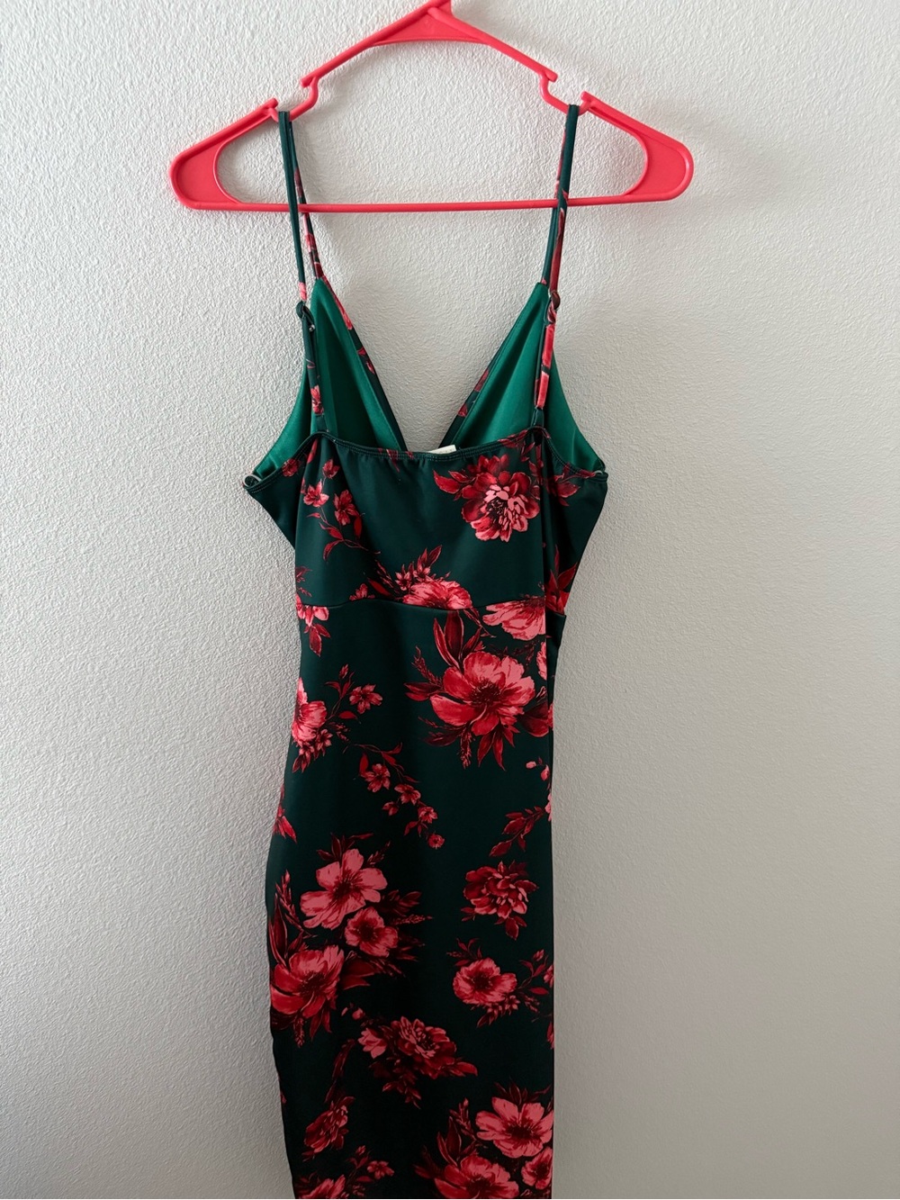 Floral Midi Dress in Dark Green and Pink - Picture 2 of 2